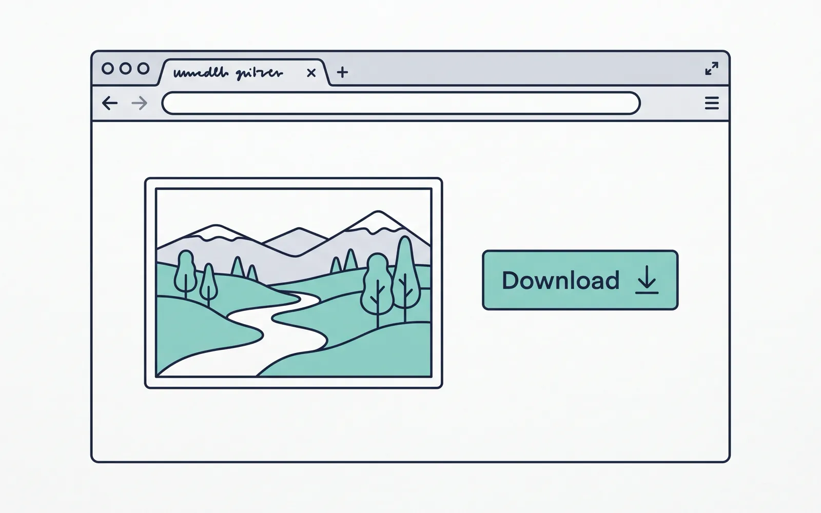 Illustration: a web tool with a generated picture and a Download button.