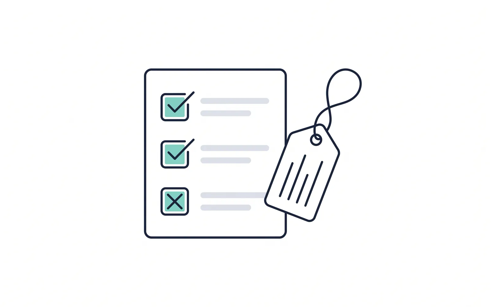 Illustration: a checklist of pipeline checks, with one item to fix.