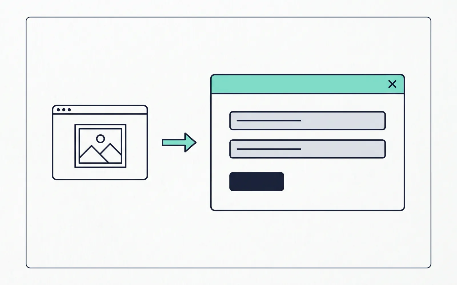 Illustration: a browser window hands a file to a desktop app.
