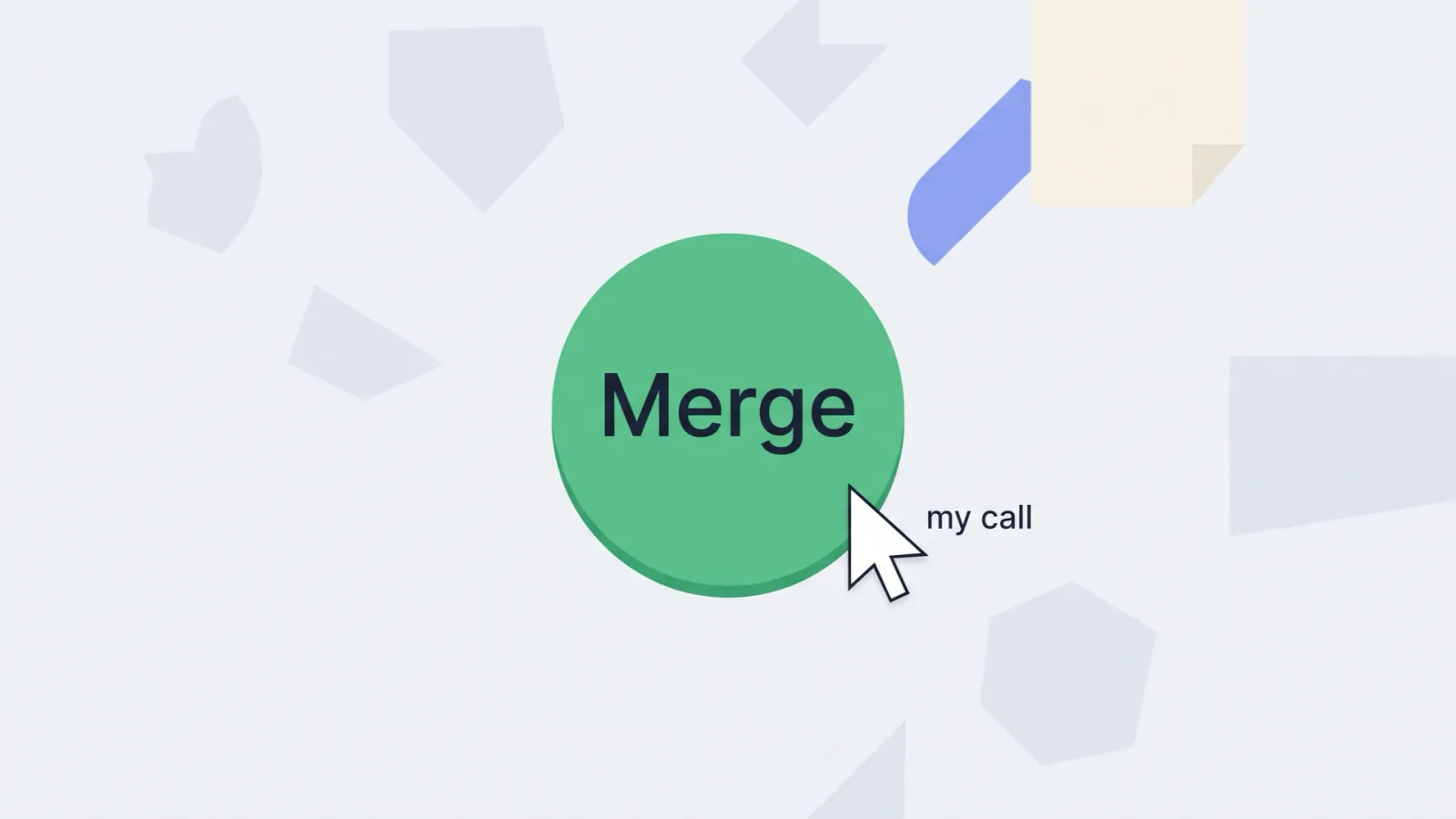 Frame 6: a pointer about to press a large merge button.